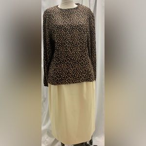Barry Bricken Vintage Pencil Skirt Sz 12- 100%Virgin wool & 100 silk blouse Sz10